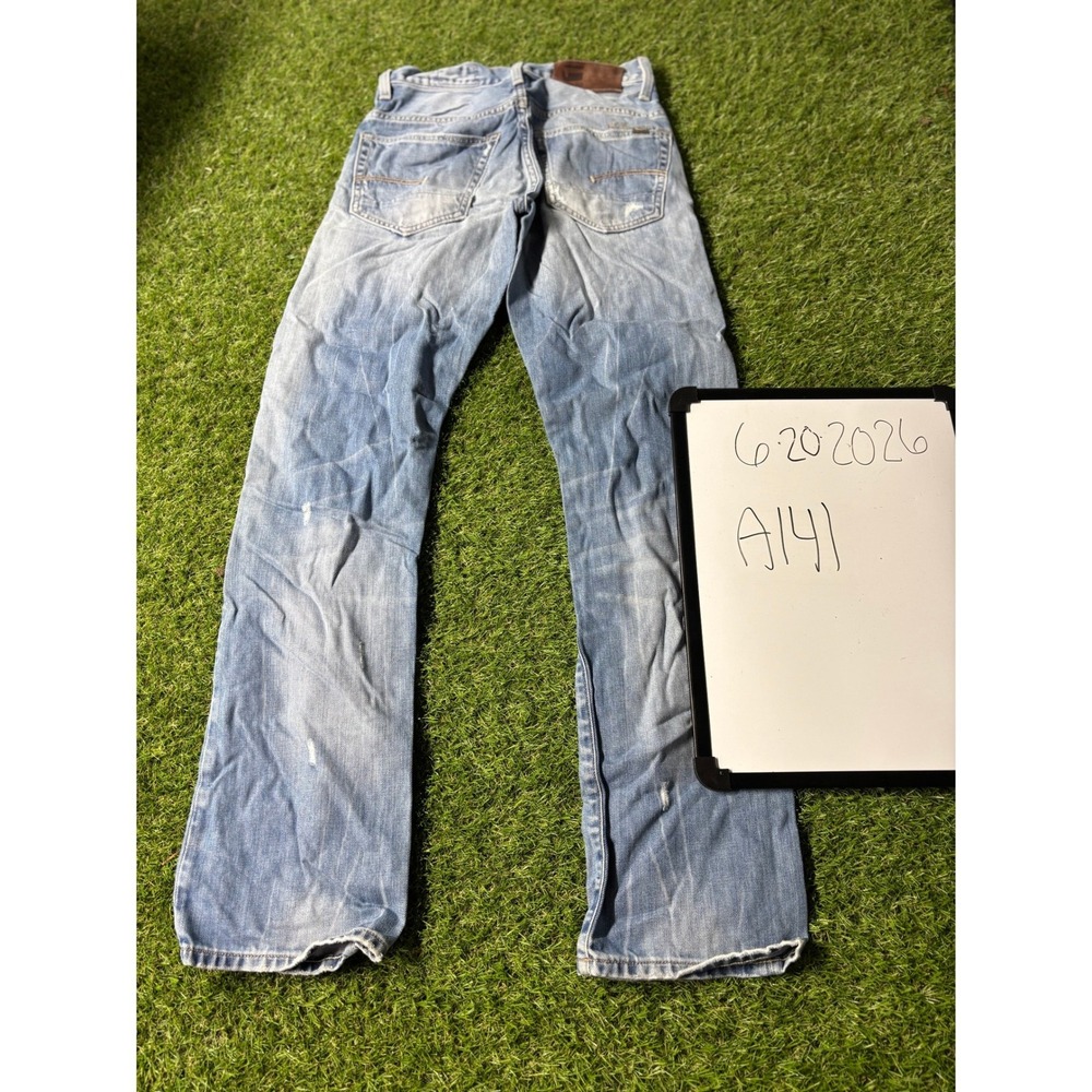G-Star Raw 3301 Distressed Light Wash Straight Leg Denim Jeans Blue Size 26x30